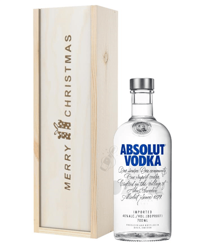 Absolut Vodka Christmas Gift In Wooden Box