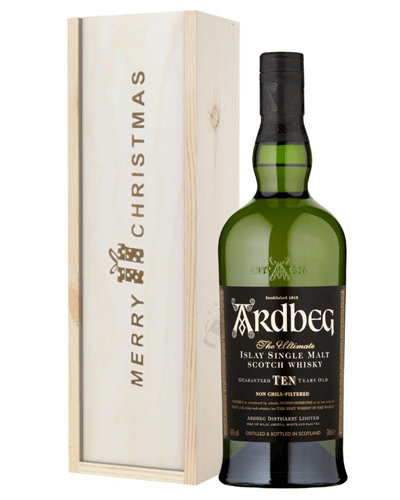 Ardbeg 10 Year Old Single Malt Whisky Christmas Gift In Wooden Box