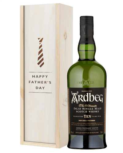 Ardbeg 10 Year Old Single Malt Whisky Fathers Day Gift In Wooden Box