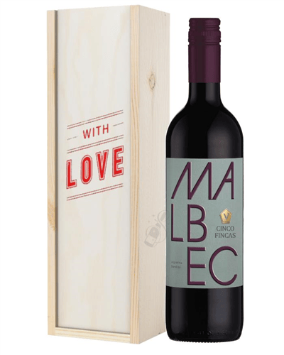 Argentinian Malbec Red Wine Valentines With Love Special Gift Box