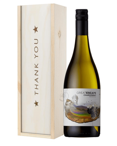 Australian Chardonnay White Wine Thank You Gift In Wooden Box