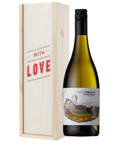 Australian Chardonnay White Wine Valentines With Love Special Gift Box