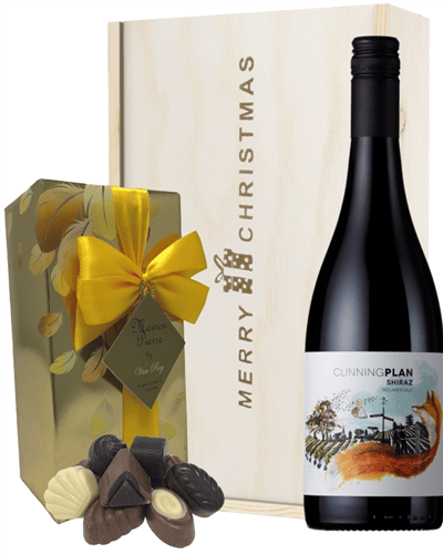 Australian Shiraz Red Wine Christmas Wine and Chocolate Gift Box