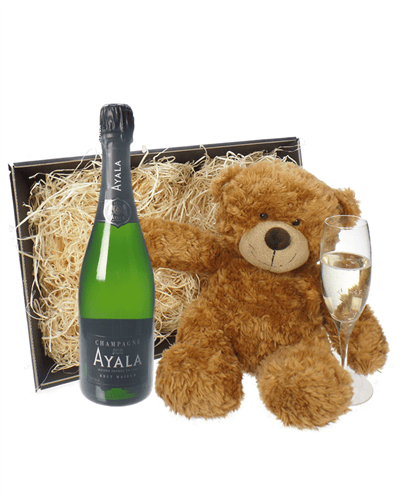 Ayala Champagne and Teddy Bear Gift Basket