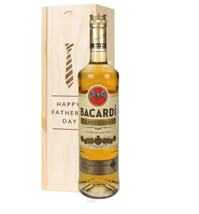 Bacardi Carta Oro Fathers Day Gift In Wooden Box