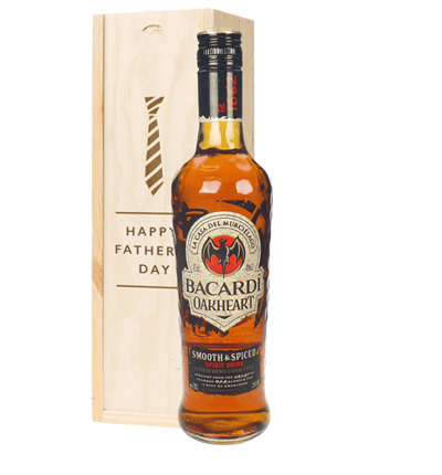 Bacardi Oakheart Rum Fathers Day Gift In Wooden Box