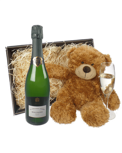Bollinger Grande Annee Champagne and Teddy Bear Gift Basket