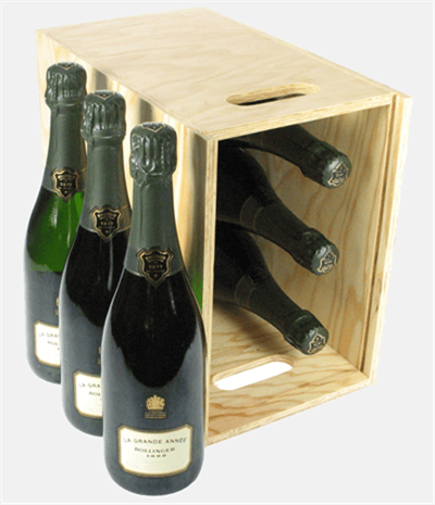 Bollinger Grande Annee Champagne Six Bottle Wooden Crate