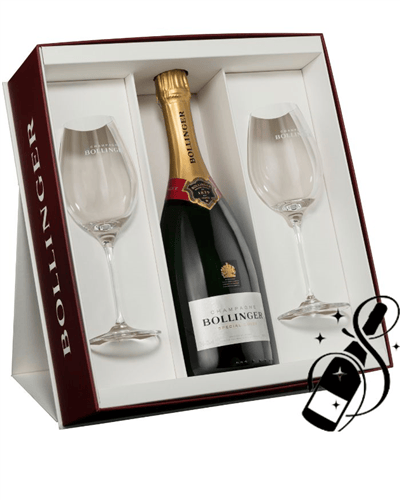 Bollinger Special Cuvee Brut Champagne in Gift Set With 2 Glasses NV 75 cl