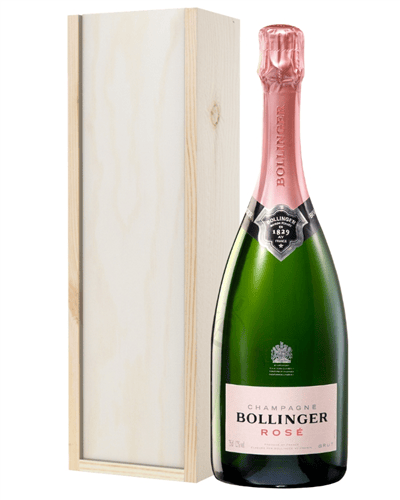 Bollinger Rose Champagne Gift in Wooden Box