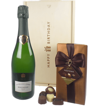 Bollinger Vintage Champagne and Chocolates Birthday Gift Box