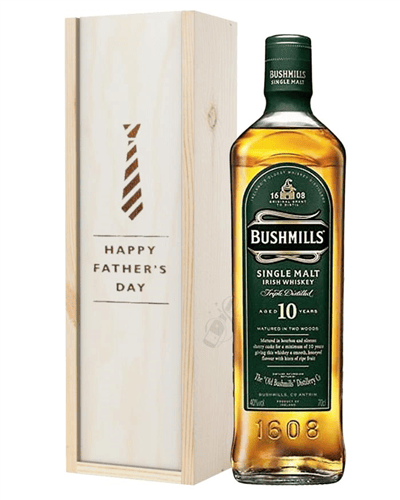 Bushmills 10 Single Malt Whiskey Fathers Day Gift In Wooden Box