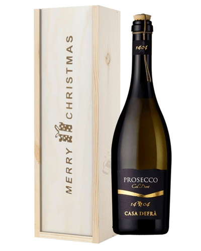 Casa Defra Prosecco Frizzante Single Bottle Christmas Gift In Wooden Box