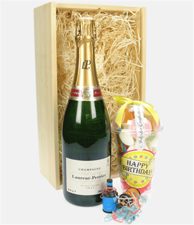 Champagne And Retro Sweets Birthday Gift