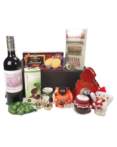 Christmas Wine And Treats Gift Basket
