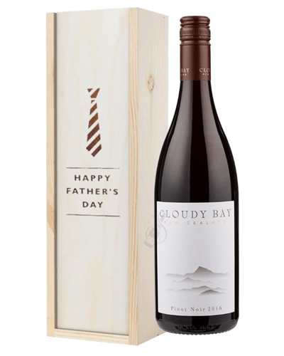 Cloudy Bay Pinot Noir Red Wine Fathers Day Gift In Wooden Box