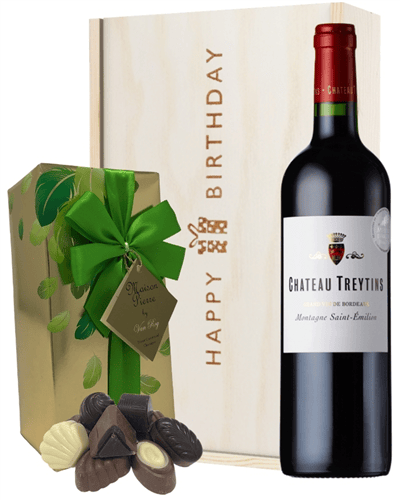 French Bordeaux Red Wine and Chocolate Birthday Gift Box