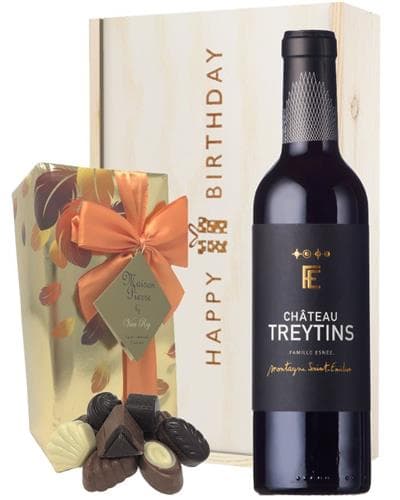 French Bordeaux Red Wine and Chocolate Birthday Gift Box