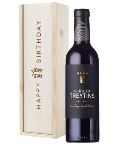French Bordeaux Red Wine Birthday Gift In Wooden Box