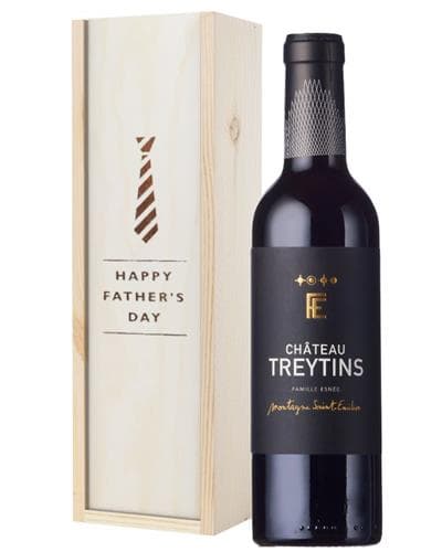 French Bordeaux Red Wine Fathers Day Gift In Wooden Box