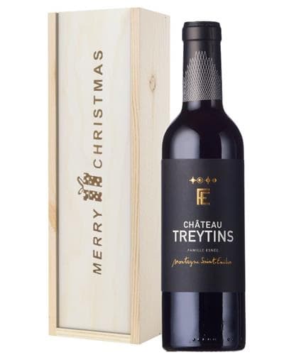 French Bordeaux Red Wine Single Bottle Christmas Gift In Wooden Box