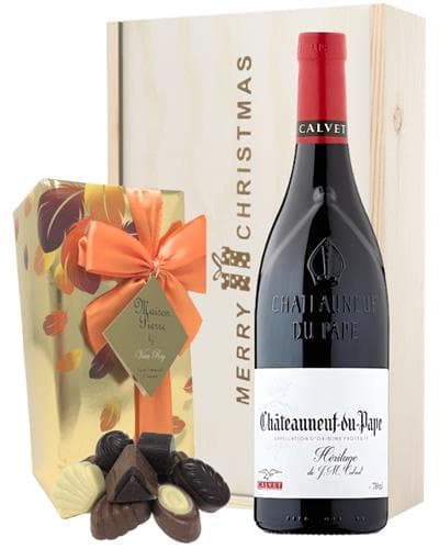 Chateauneuf Du Pape and Chocolate Christmas Gift 