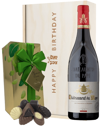 Chateauneuf Du Pape and Chocolate Birthday Gift Box