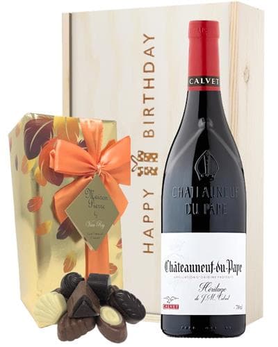 Chateauneuf Du Pape and Chocolate Birthday Gift Box