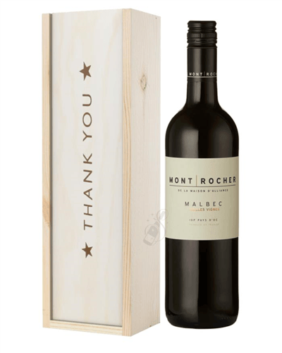 French Malbec Red Wine Thank You Gift In Wooden Box