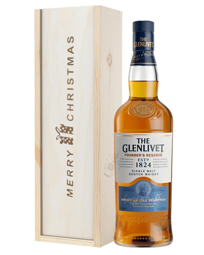 Glenlivet Founders Reserve Single Malt Whisky Christmas Gift In Wooden Box