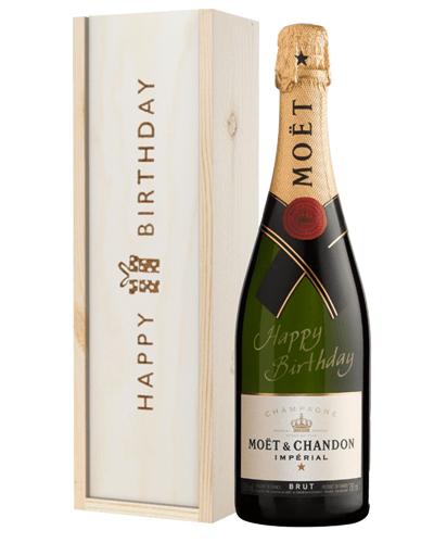 Happy Birthday Moet Champagne Birthday Gift In Wooden Box