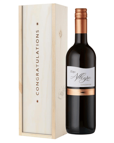 Italian Sangiovese Red Wine Congratulations Gift In Wooden Box