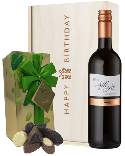 Italian Sangiovese Wine and Chocolate Birthday Gift Box