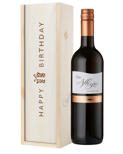 Italian Sangiovese Wine Birthday Gift In Wooden Box