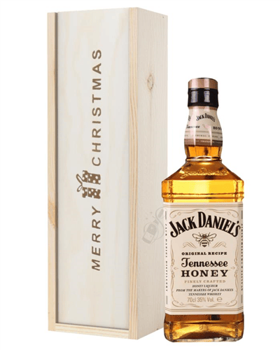 Jack Daniels Honey Whiskey Christmas Gift In Wooden Box