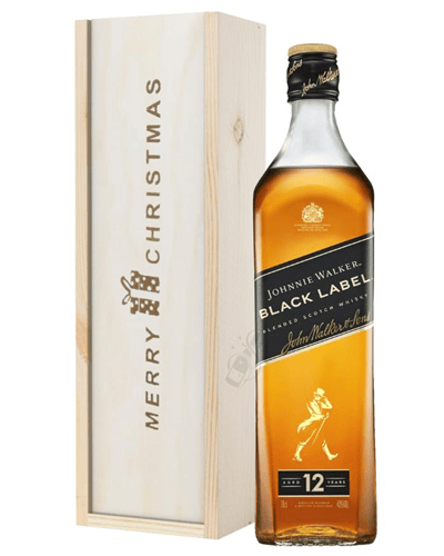 Johnnie Walker Black Label Whisky Christmas Gift In Wooden Box