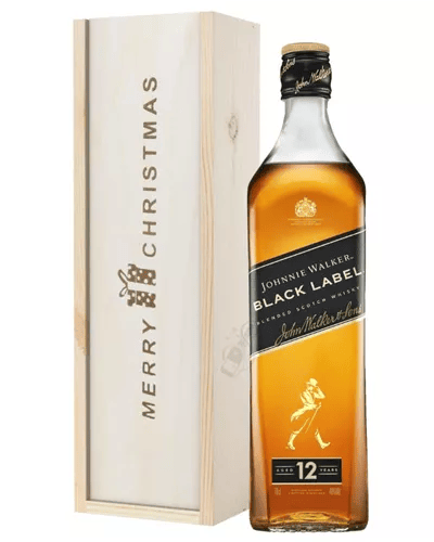 Johnnie Walker BLACK LABEL 木製ボックス Johnnie Walker Black Label 12 Year Old Blended Scotch Whisky in