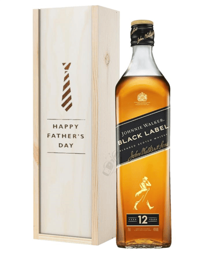 Johnnie Walker Black Label Whisky Fathers Day Gift In Wooden Box