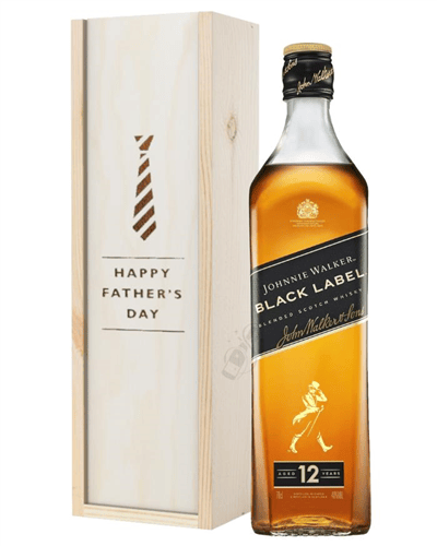 Johnnie Walker Black Label Whisky Fathers Day Gift In Wooden Box