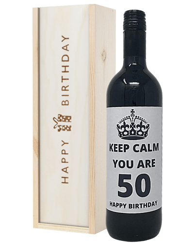 Keep Calm You Are 50 Red Wine Birthday Gift