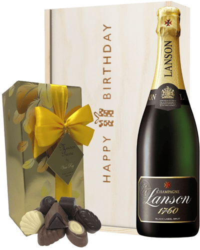 Lanson Champagne and Chocolates Birthday Gift Box