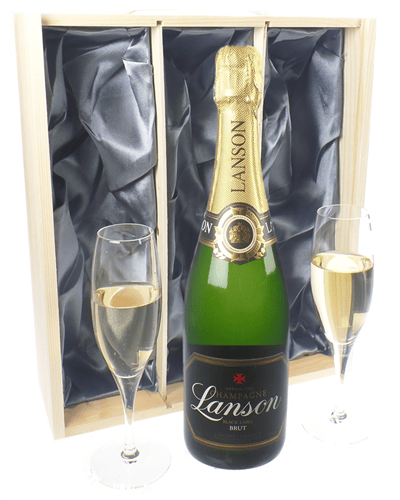 Lanson Champagne Gift Set With Flute Glasses