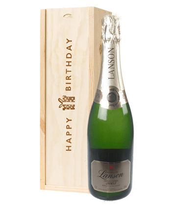 Lanson Gold Label Vintage Champagne Birthday Gift In Wooden Box