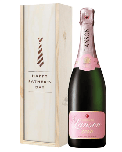 Lanson Rose Champagne Fathers Day Gift In Wooden Box