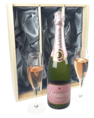 Lanson Rose Champagne Gift Set with Glasses