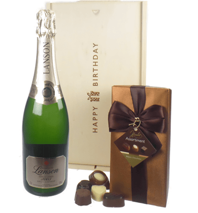 Lanson Vintage Champagne and Chocolates Birthday Gift Box