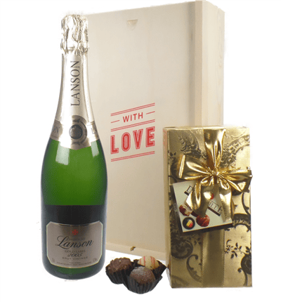 Lanson Vintage Valentines Champagne and Chocolates Gift Box