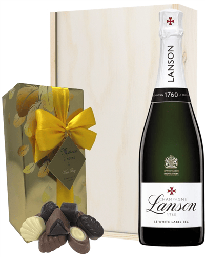 Lanson White Label Champagne and Chocolate Gift Set