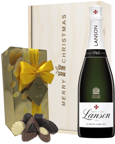 Lanson White Label Christmas Champagne and Chocolates Gift Box