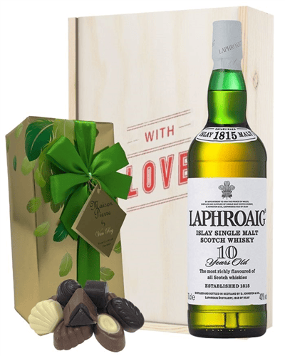 Laphroaig 10 Year Old Whisky and Chocolates Valentines Gift